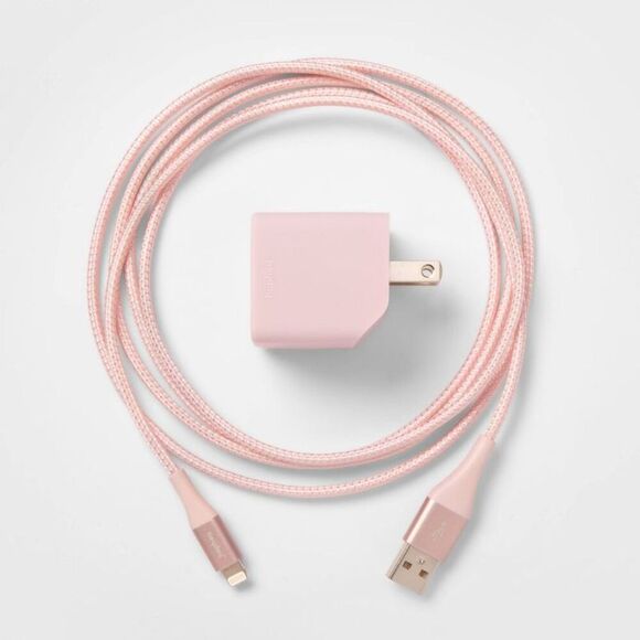 Open Box - Heyday - 2-Port Wall Charger 15W USB-C & 5W USB-A 6' USB-A Pink - Picture 3 of 4